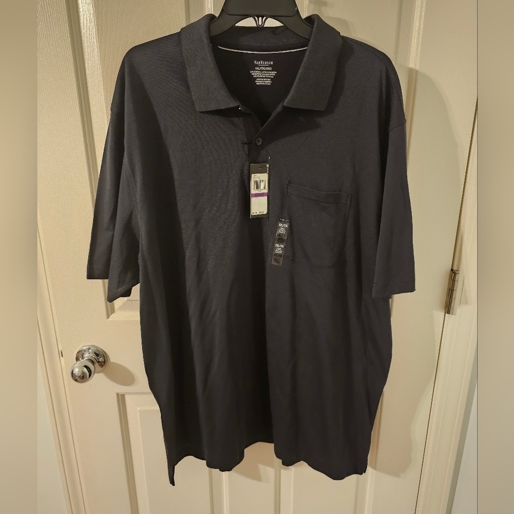 Van Heusen NWT Mens Black Jersey Polo Size XXL